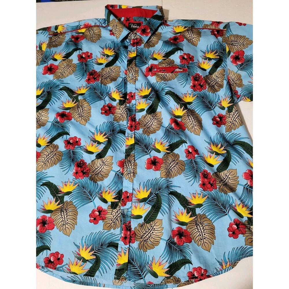 (#5) VENO Clothing Short Sleeve Button Down Floral Multicolor Size Men 6XLB
